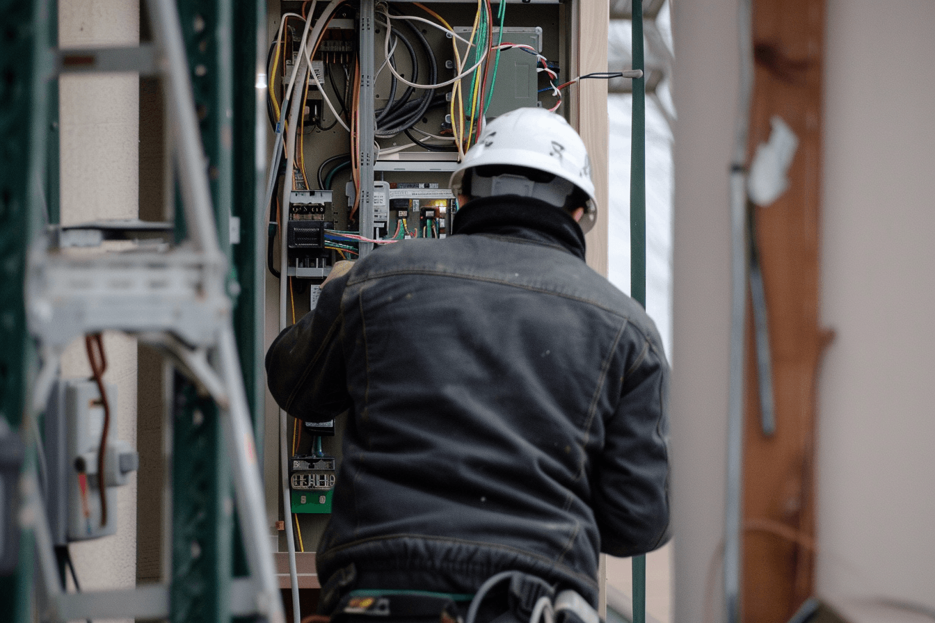 picture of a master electrician working on a circuit board 